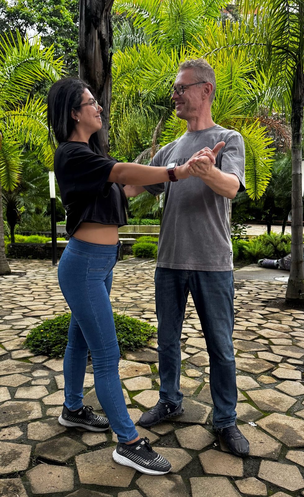 Janusz Higher dancing outdoors in Cali.